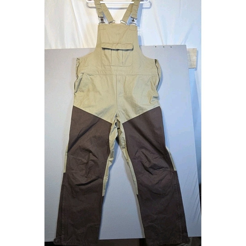 Orvis Fly Fishing Chest Waders Mens L 32 Beige Brown Cotton Stockingfoot Side Zi